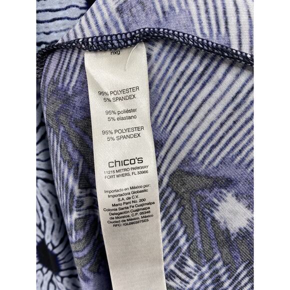 Chicos Dress Sz 3 US XL 16 Blue Patchwork Jersey Knit A Line Midi Keyhole Cruise - Picture 8 of 8